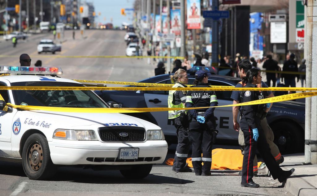 scene from the Toronto van attack. The Toronto man who killed 10 people after driving a van into them in April 2018 is not criminally responsible because he lacked the capacity to judge whether it was right or wrong due to having autism, his defence argue