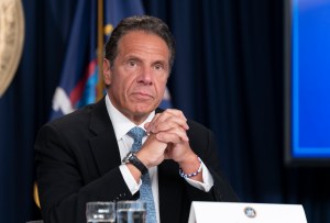 NYS Governor Andrew Cuomo conducts press briefing and makes a presentation at the 3rd Avenue office in New York on July 23, 2020.