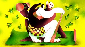 illustration of couple working out together
