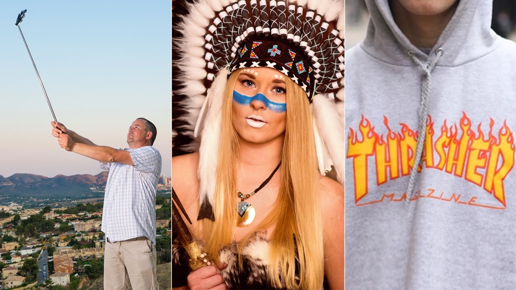 Selfie stick coachella kostuum indiaans native thrasher trui