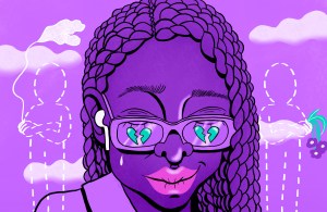 Ilustración de una mujer pasando por una ruptura amorosa