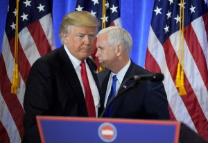 Mike Pence seeks dismissal of suit aiming to overturn election. STAR MAX File Photo: Telephone/Fax: (212) 995-1196 1/11/17 President-Elect Donald Trump, with Mike Pence, holds his first press conference since the 2016 election in New York City.​