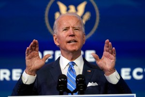 President-elect Joe Biden speaks about the COVID-19 pandemic during an event at The Queen theater, Thursday, Jan. 14, 2021, in Wilmington, Del.