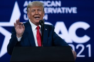 Former U.S. President Donald Trump speaks during the Conservative Political Action Conference (CPAC) in Orlando, Florida, U.S., on Sunday, Feb. 28, 2021.
