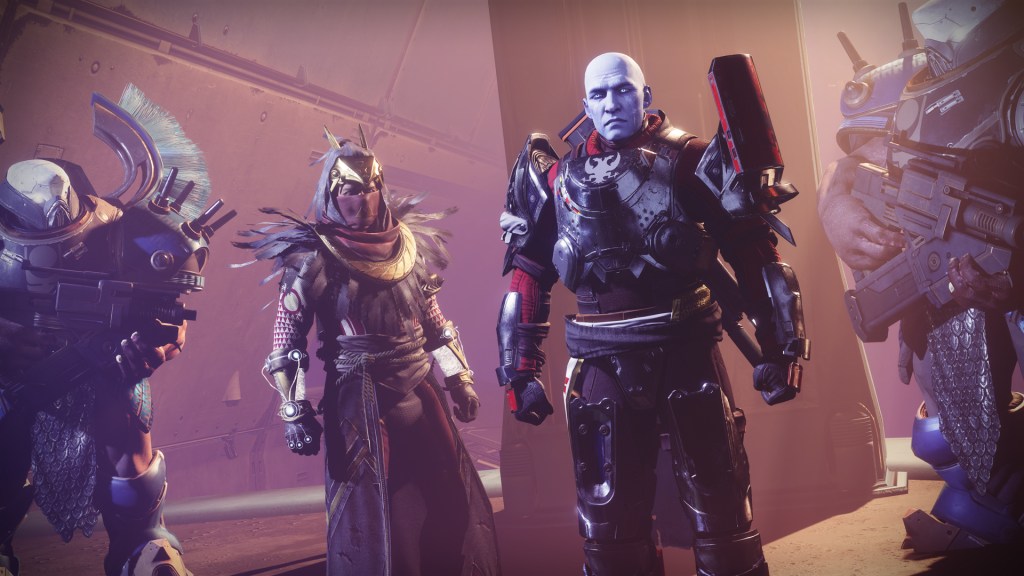 Characters from Destiny 2, looking cool in armor I can't have.