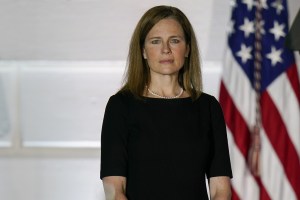 Amy Coney Barrett, associate justice of the U.S. Supreme Court on the South Lawn of the White House in Washington, D.C., U.S., on Monday, Oct. 26, 2020.