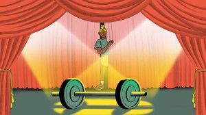 illustration of a woman afraid to perform
