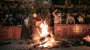 Jóvenes bloqueando las calles al sur de Bogot´