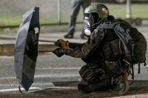 Demonstrators clashed with Federal police in the fifth month of protests, after protesters approached an ICE (Immigration and Customs Enforcement) building in downtown Portland, Oregon, on October 28, 2020.