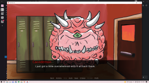 A distressed Cacodemon in high school.
