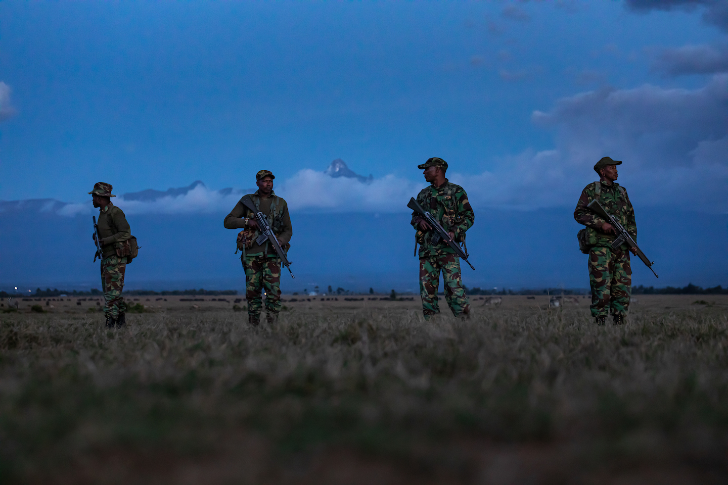 Rangers from the anti-poaching unit during their night patrol in Ol Pejeta Conservancy, Kenya.