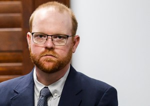 Travis McMichael attends jury selection in his trial for the killing Ahmaud Arbery at the Glynn County Superior Court, on October 27, 2021 in Brunswick, Georgia.