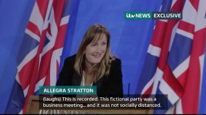 Video shows Allegra Stratton laughing about a party in Downing Street. Screengrab: ITV News
