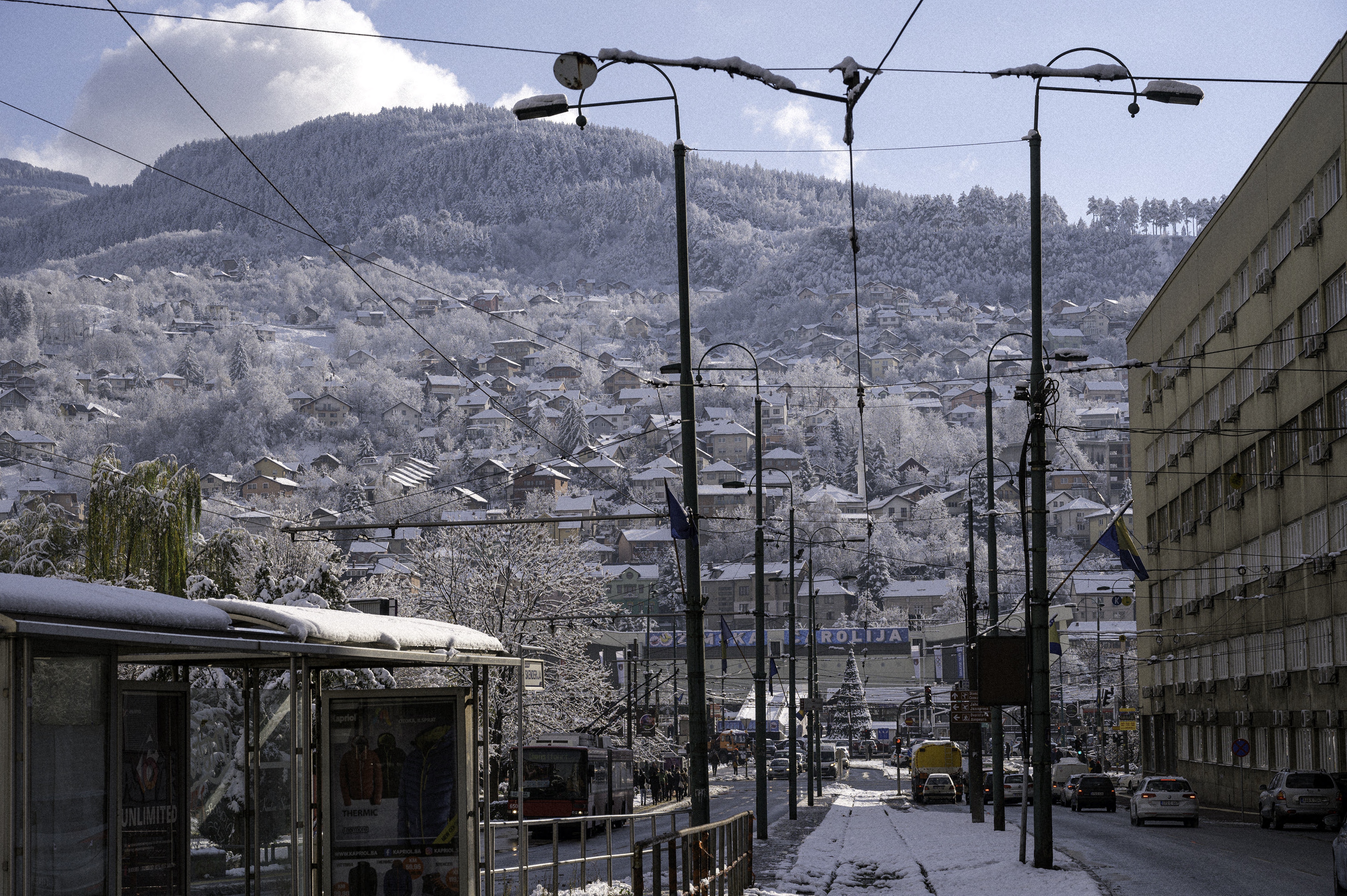 The view towards the Trebevic Mountains and what were the Bosnian Serb sniper positions. Photo: Mitchell Prothero