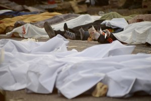At least 55 migrants were killed and 59 others were injured when a truck migrants were traveling in crashed into a bridge in Chiapas, southern Mexico on December 9 2021.