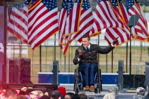 Representative Madison Cawthorn speaks at a "Save America Rally" near the White House in Washington, D.C., U.S., on Wednesday, Jan. 6, 2021. (Eric Lee/Bloomberg via Getty Images)​