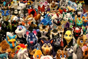 People wearing fursuits at a convention. Getty Images​