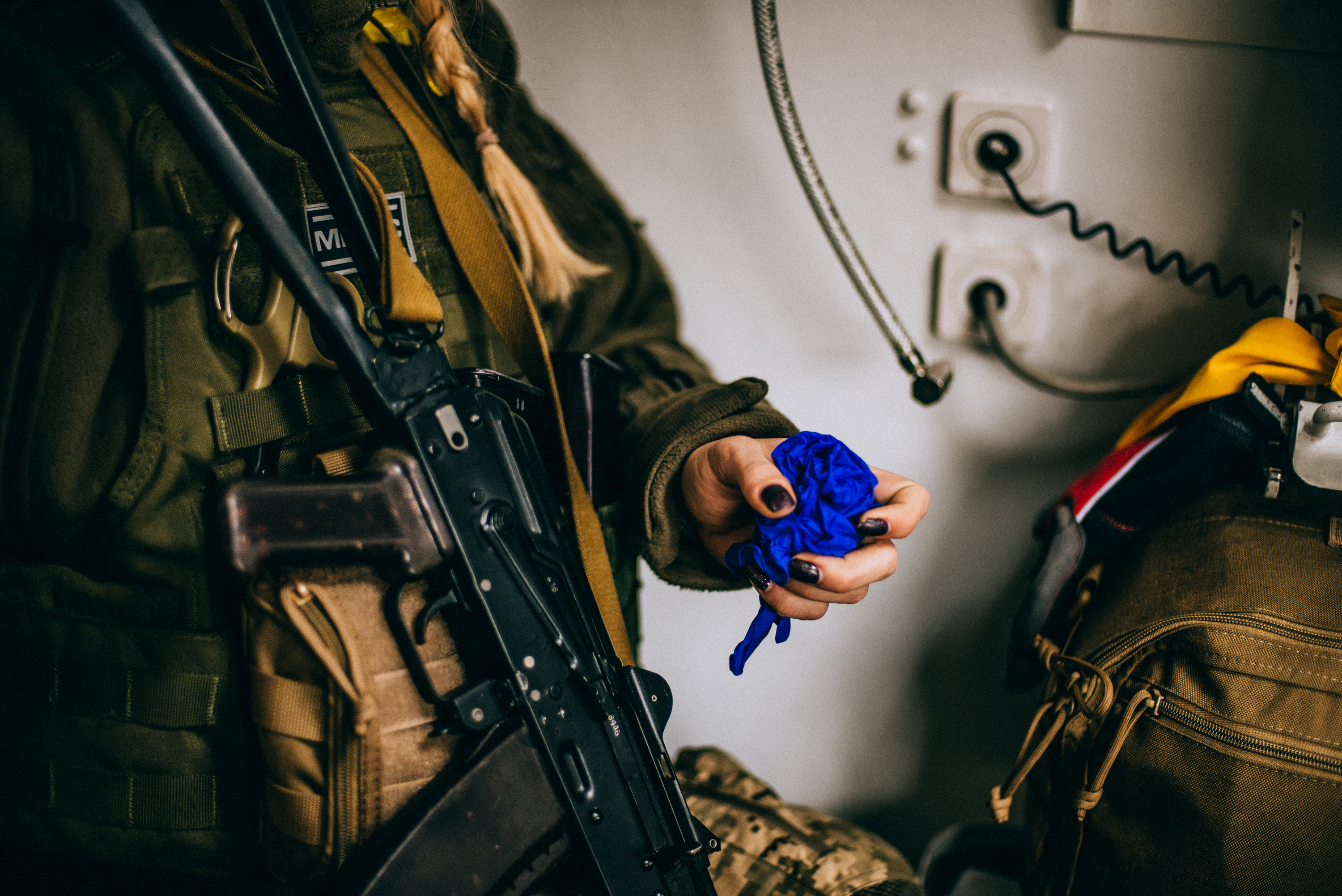 Kira, a combat media who had no experience of first aid before the war started, on an evacuation route to Kyiv.