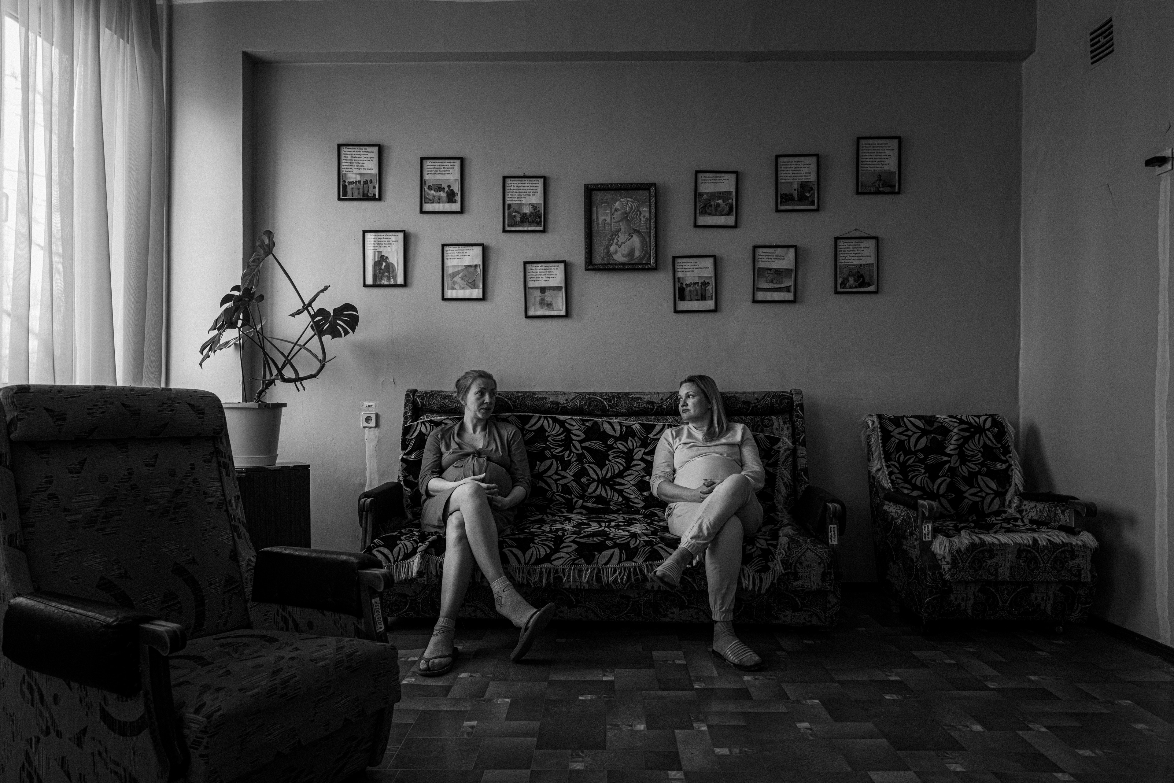 Women wait to give birth at the hospital in Mykolaiv.