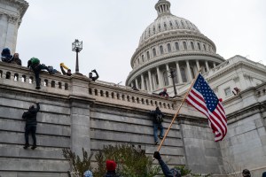 A mob of Trump supporters stormed and breached the US Capitol to support the Presidents false and baseless claims that he won the election on January 6, 2021 in Washington DC.