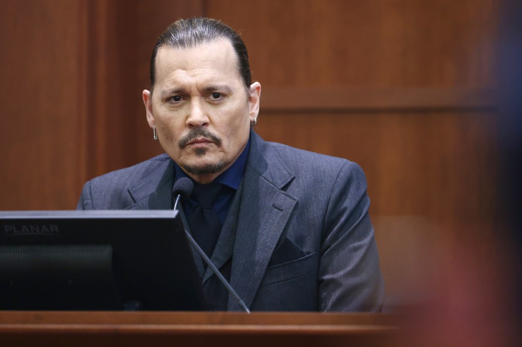 Johnny Depp in the courtroom during his cross-examination in Fairfax, Virginia, Thursday.