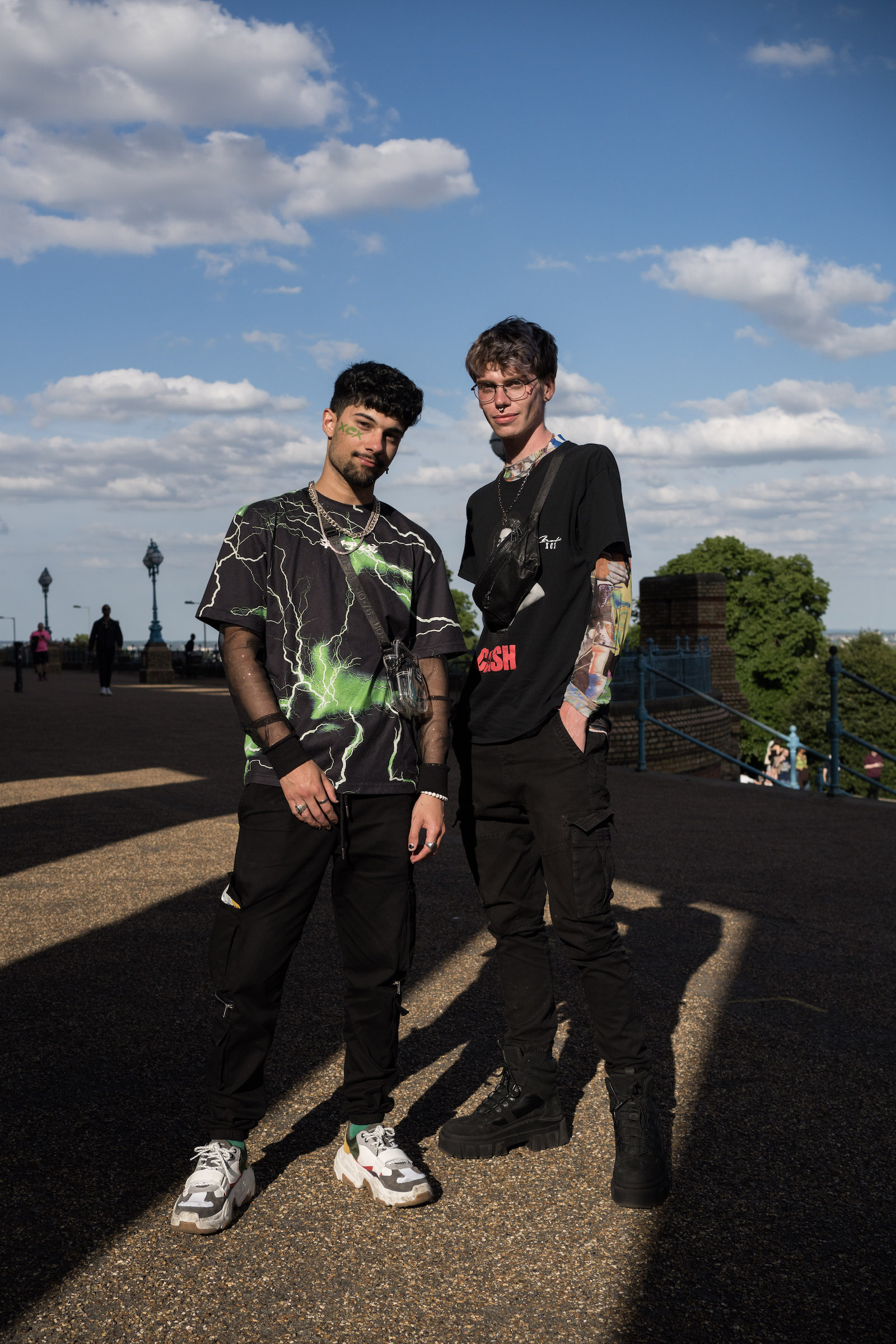Two Charli XCX fans at Alexandra Palace, London, dressed in black