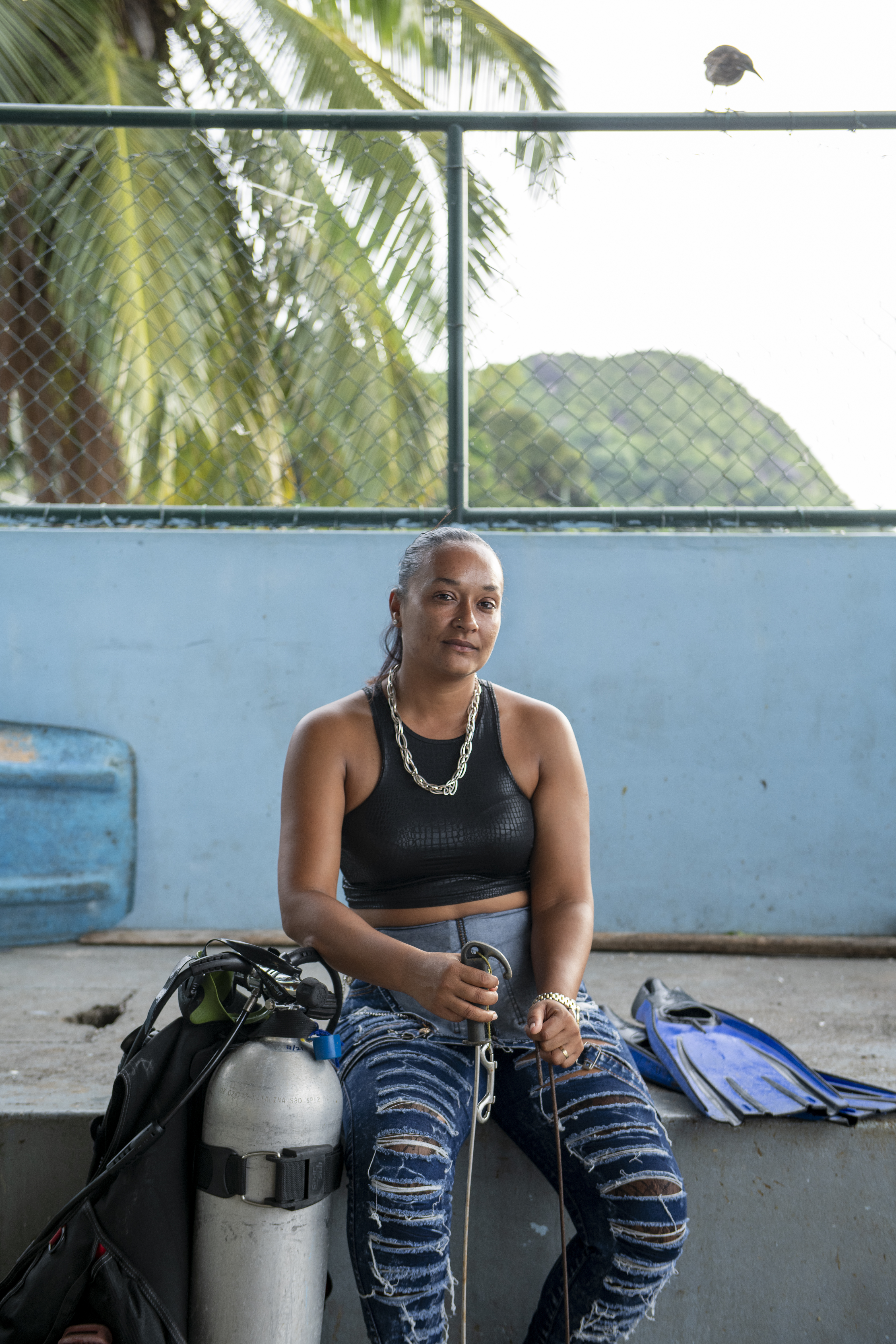 Sharin Vidot, 32, at Belombre port, Seyshelles, Indian Ocean