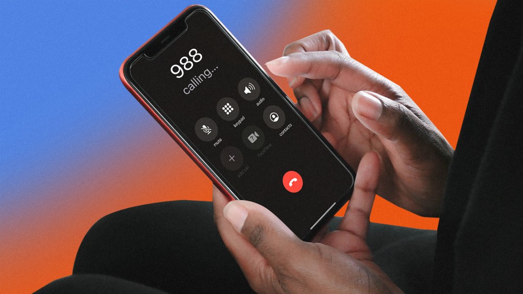 Person calls 988 Lifeline on iPhone