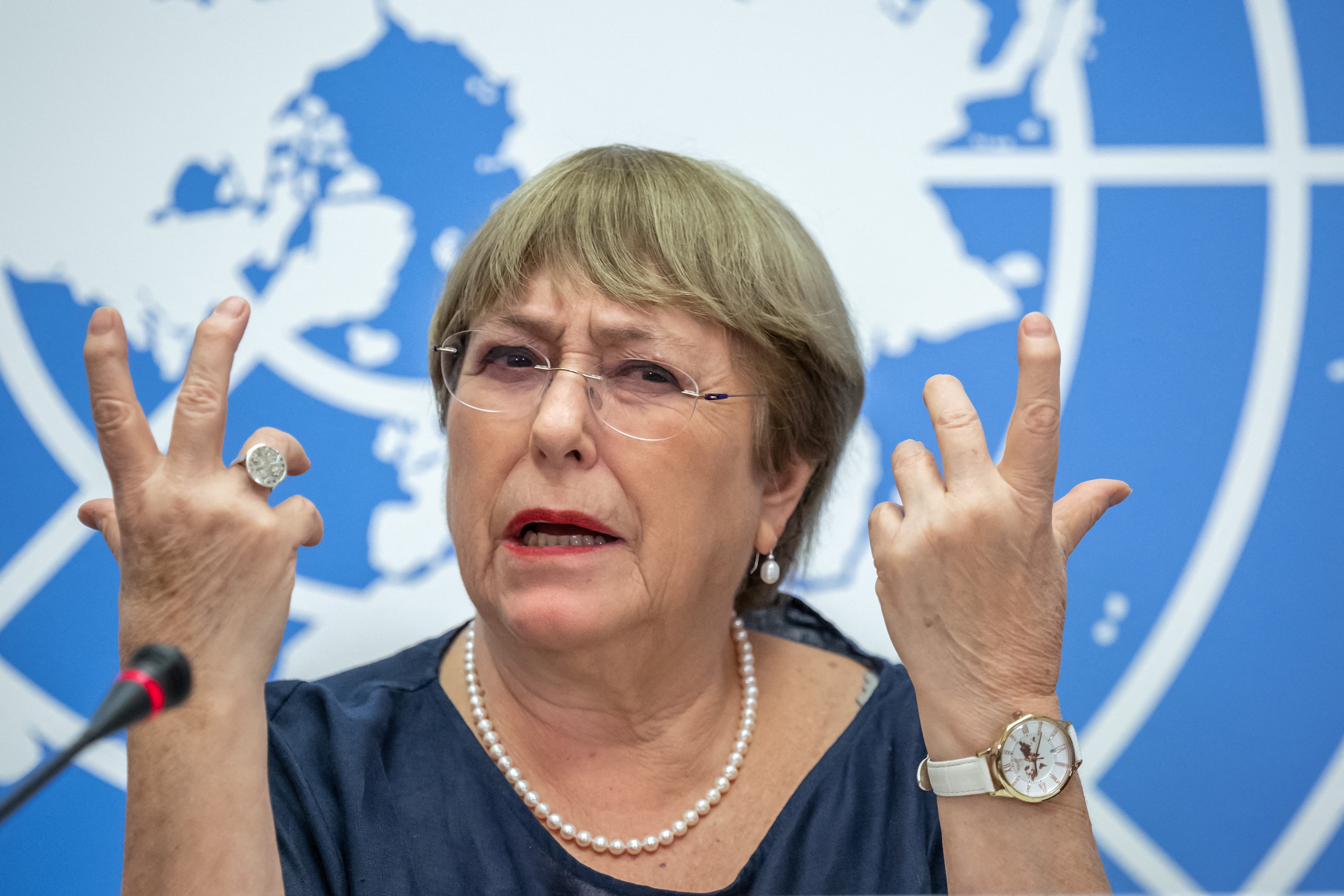 MICHELLE BACHELET, THE UN HIGH COMMISSIONER FOR HUMAN RIGHTS, PUBLISHED THE REPORT ON THE LAST DAY OF HER TERM. PHOTO: FABRICE COFFRINI / AFP
