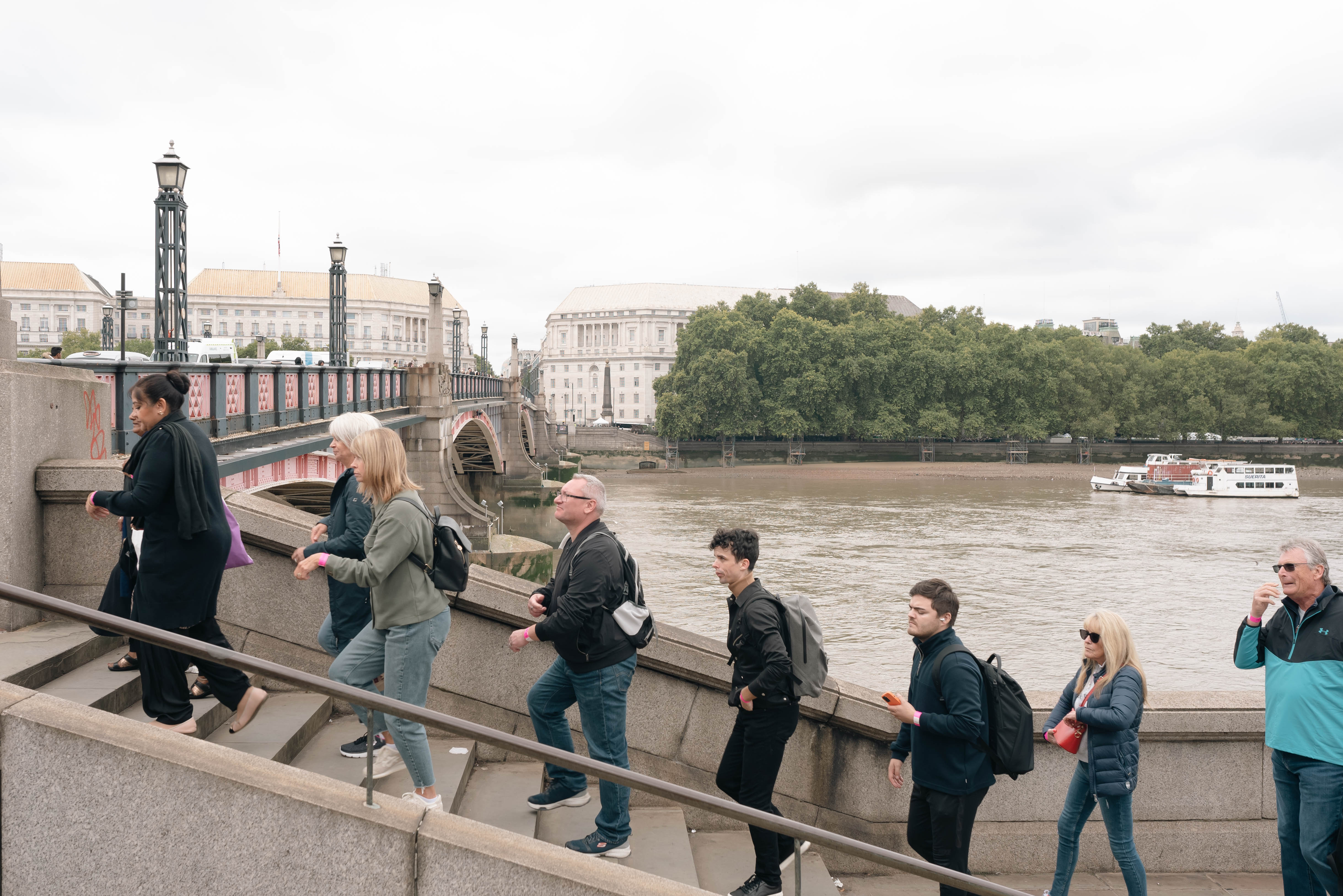 People in the queue to see the Queen lying in state by the Thames