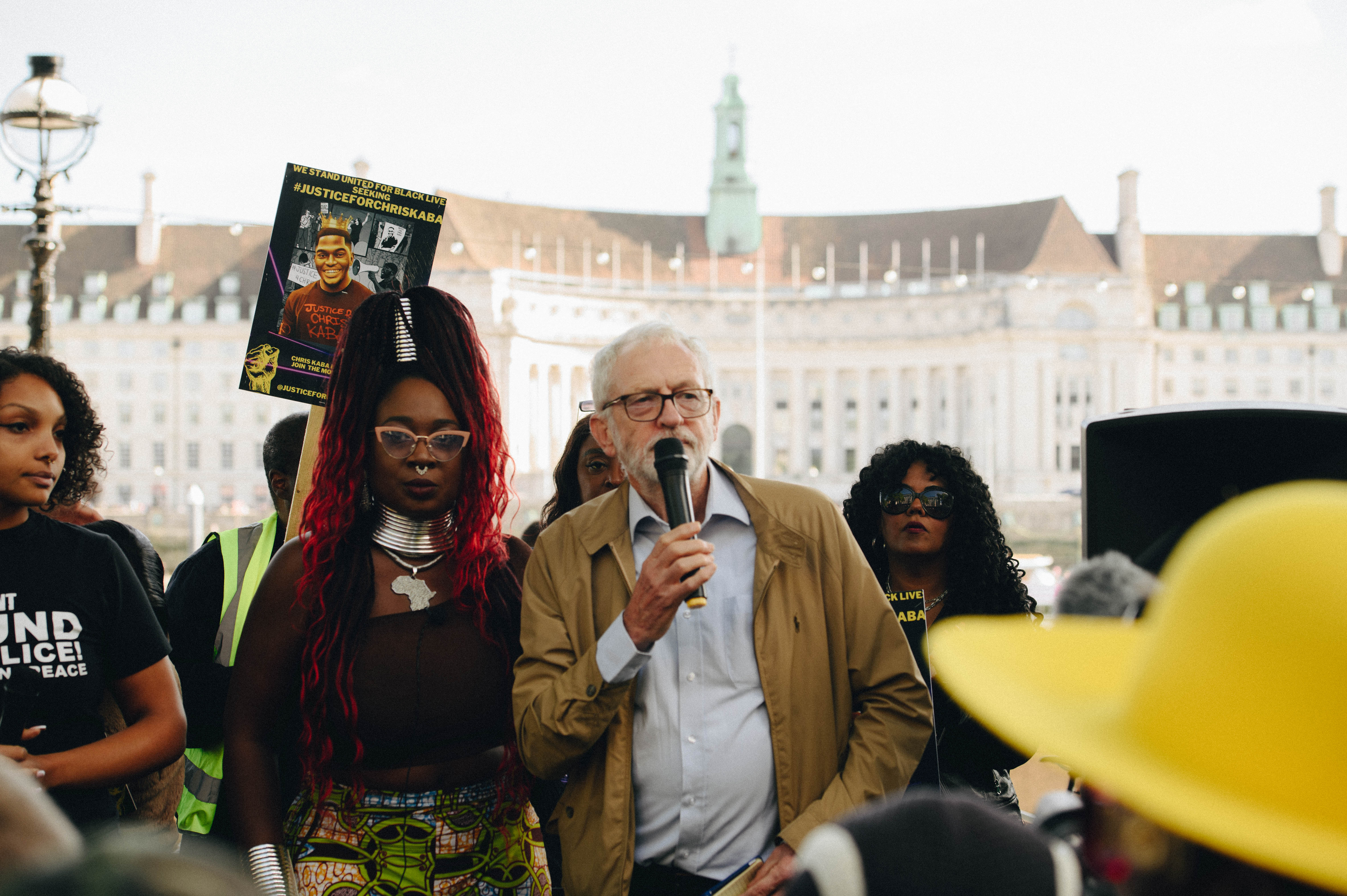 Jeremy Corbyn speaks to the crowd.