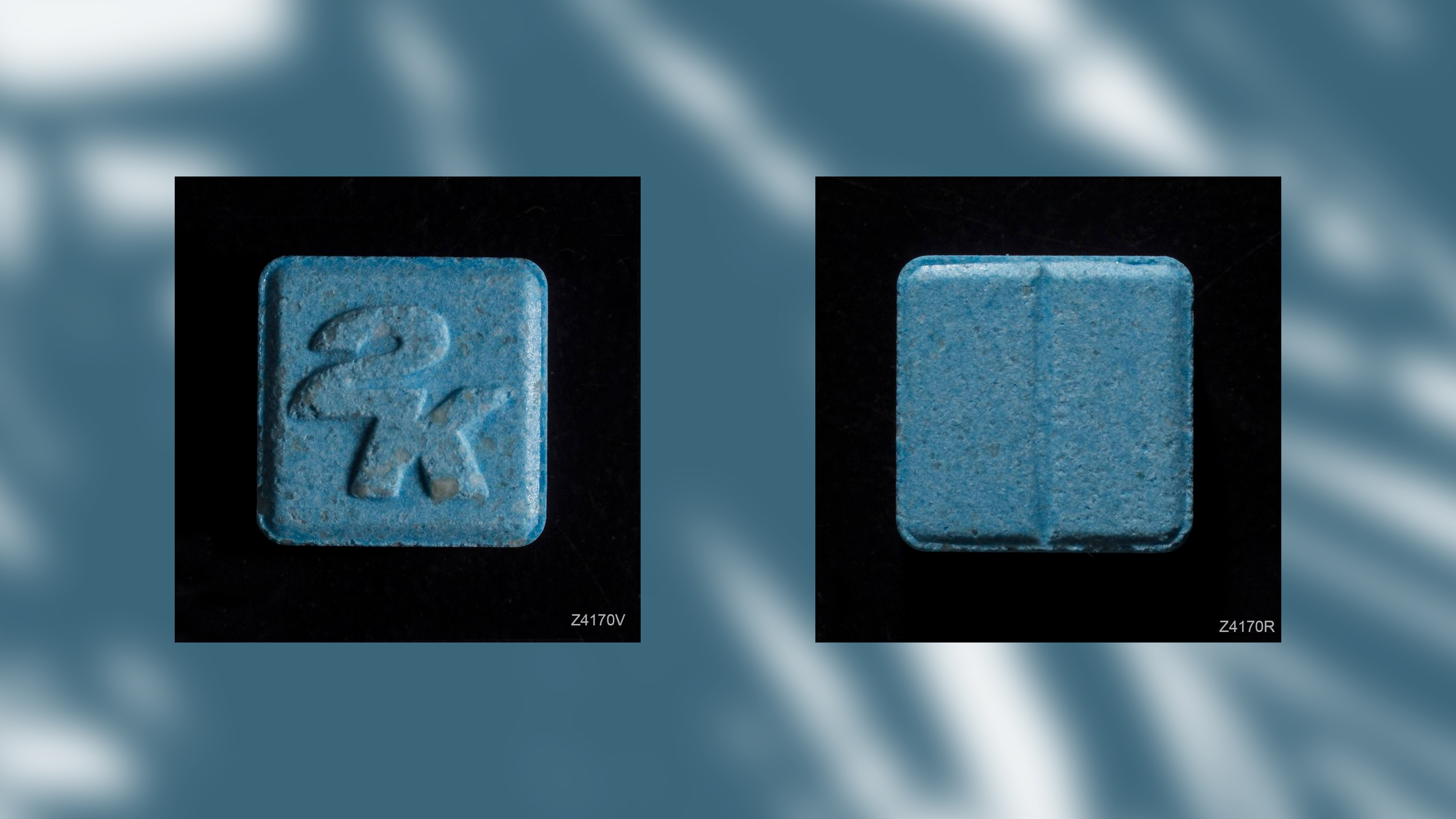 Blaue quadratische Pille mit einer