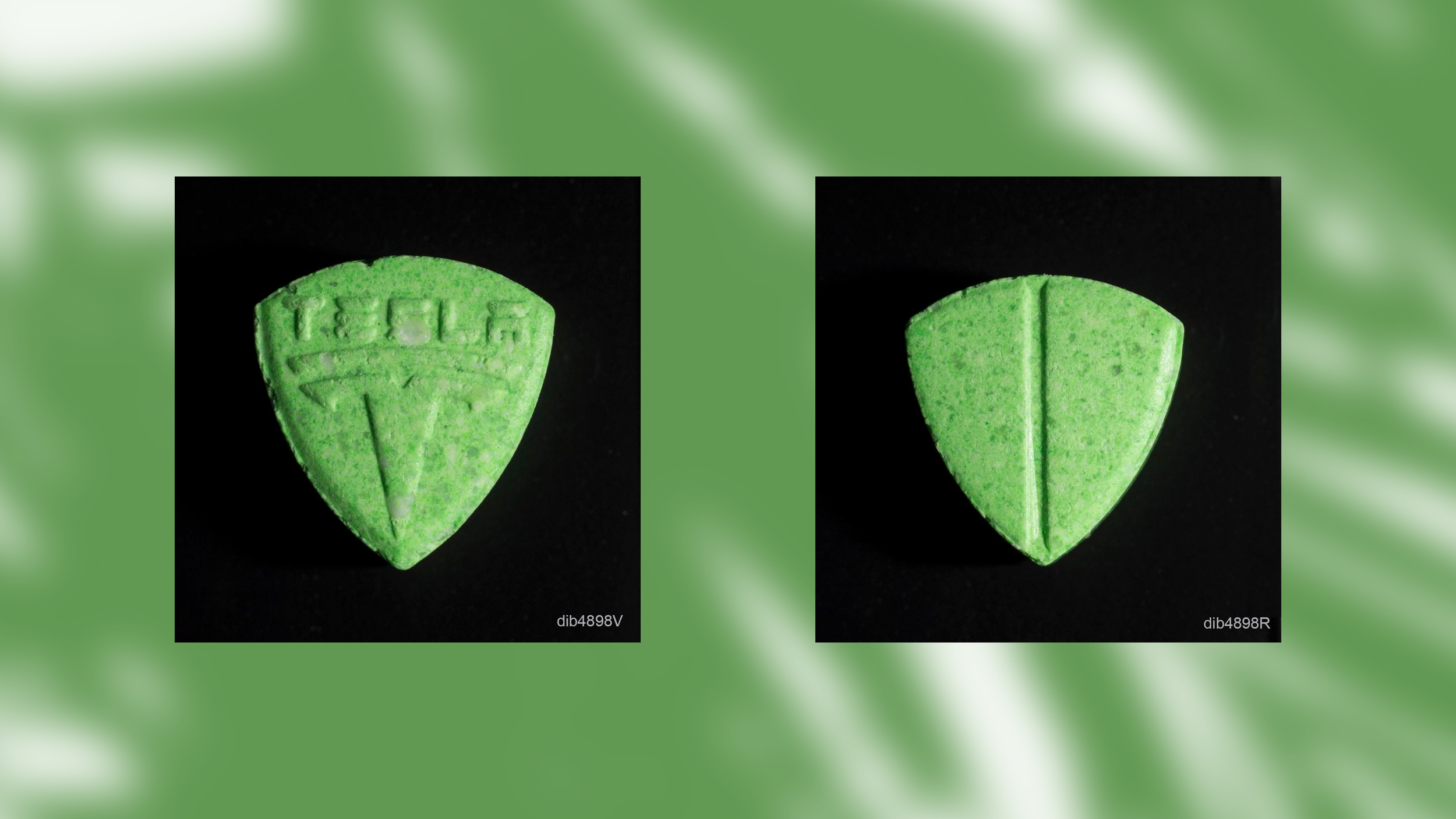 Hellgrüne Pille in Form des Tesla-Logos