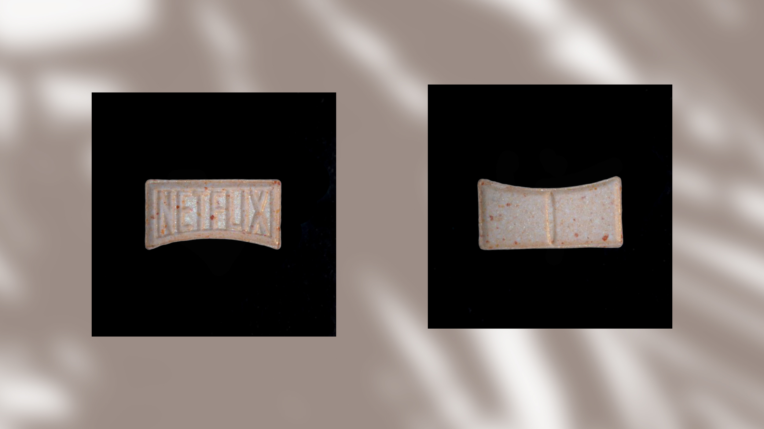 Eine beige Pille mit dem Netflix-Logo