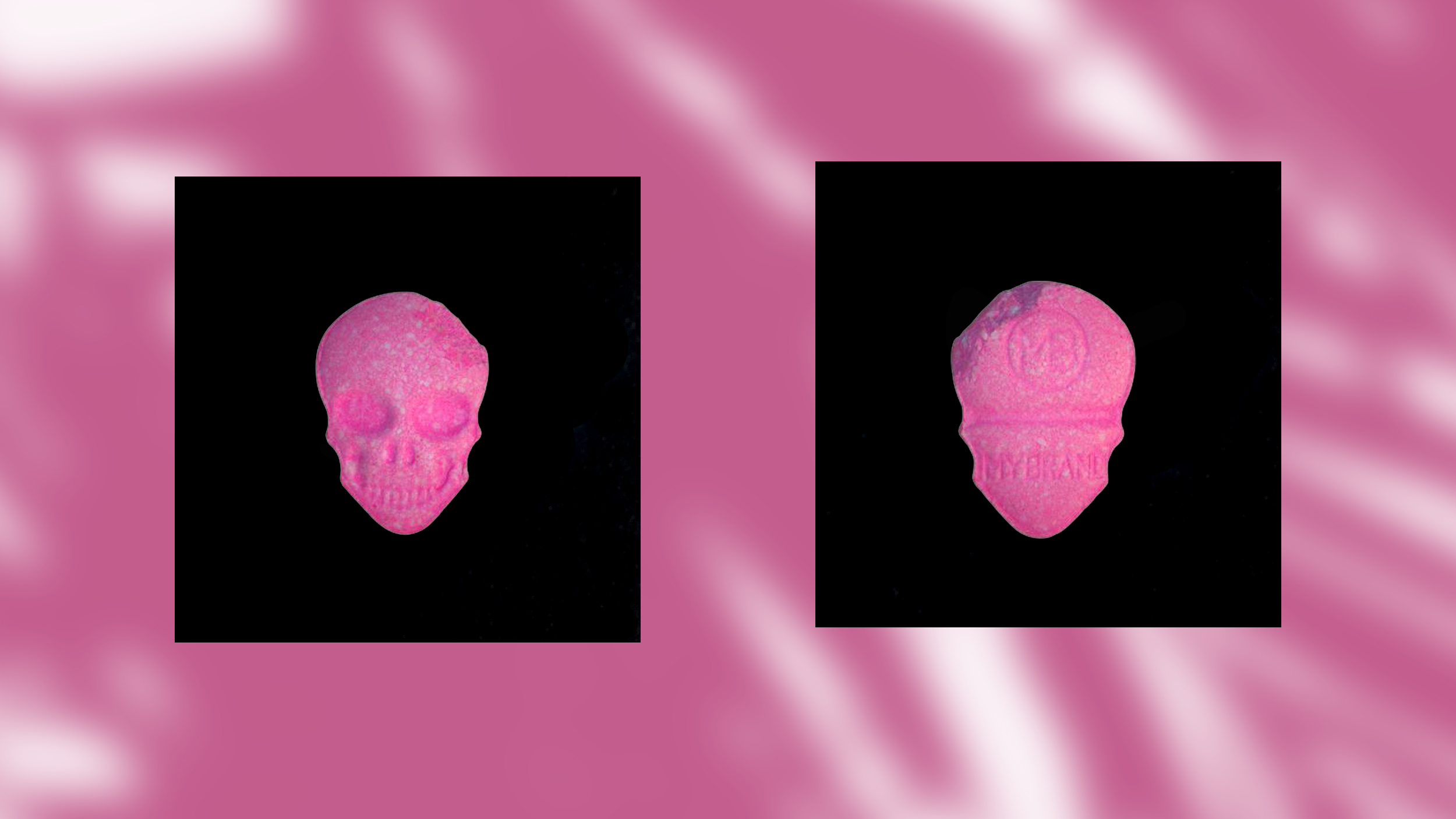 Pinke Pille in Form eines Totenkopfes