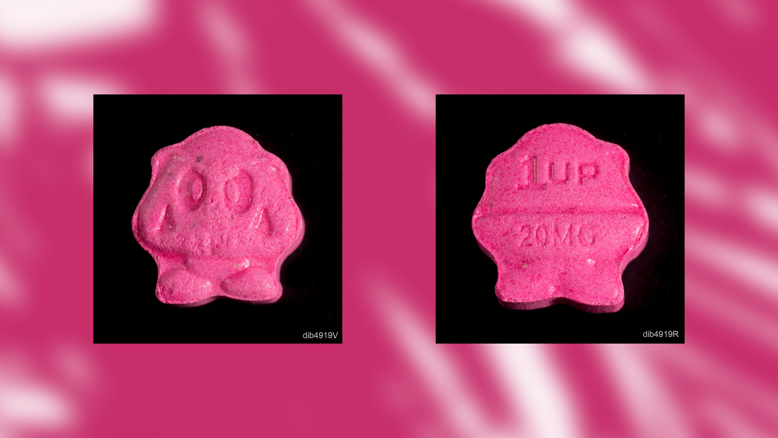 Eine pinke Pille in Form einer kleinen Figur