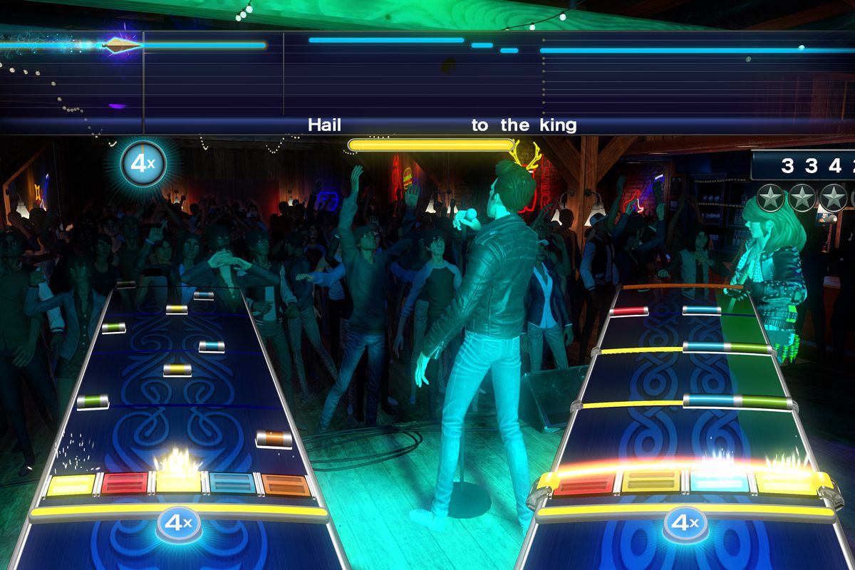 A screen shot from the video game Rock Band 4.