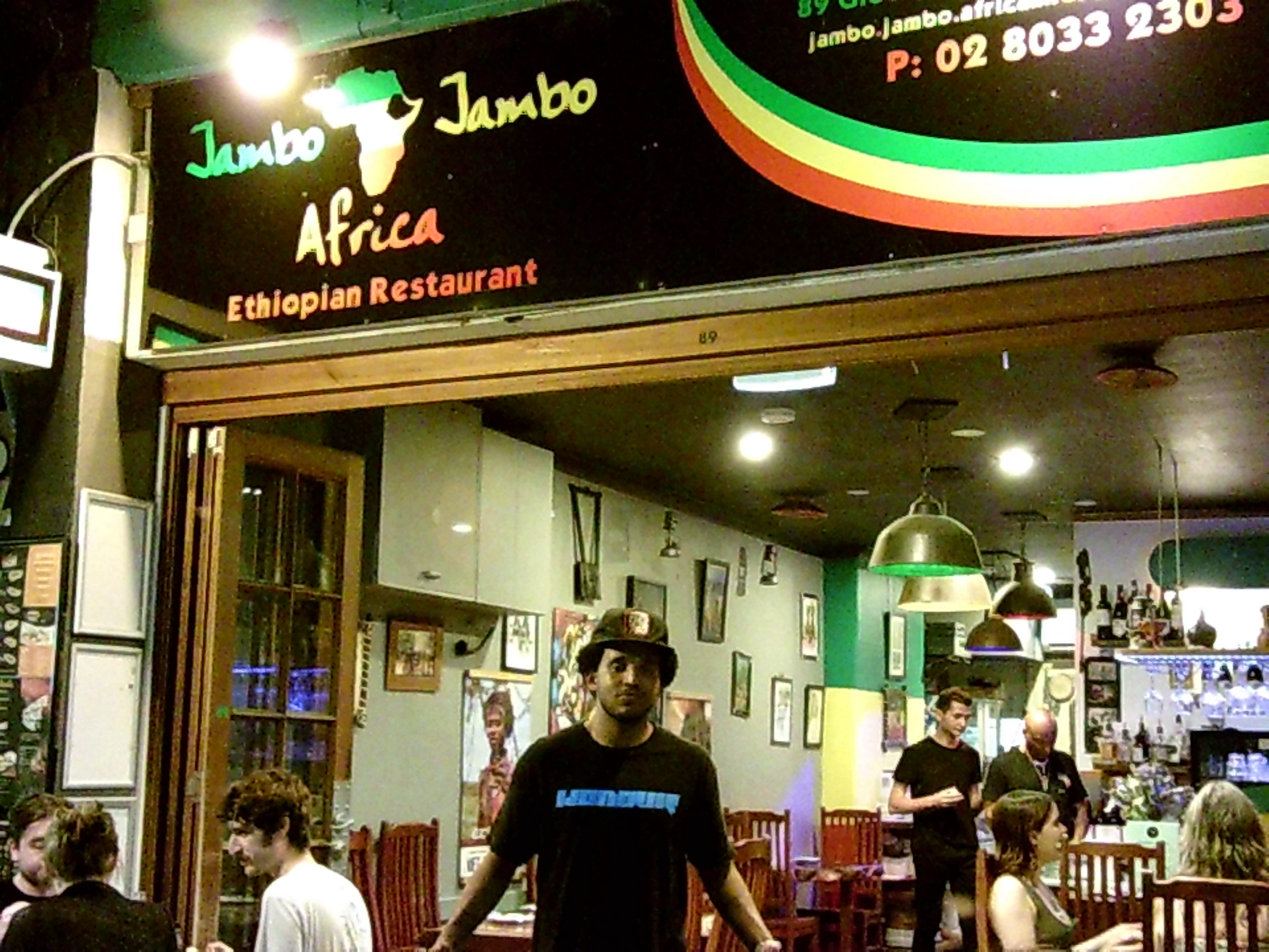 Yibby out the front of Glebe's Jambo Jambo Africa