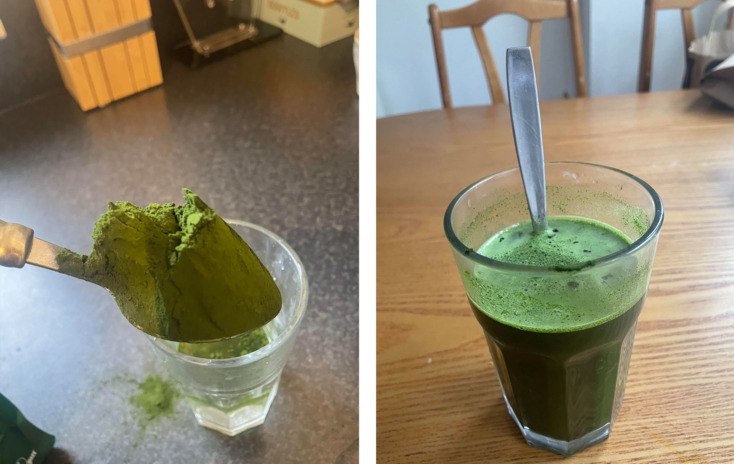 Twee foto's van het groene en vreselijk uitziende