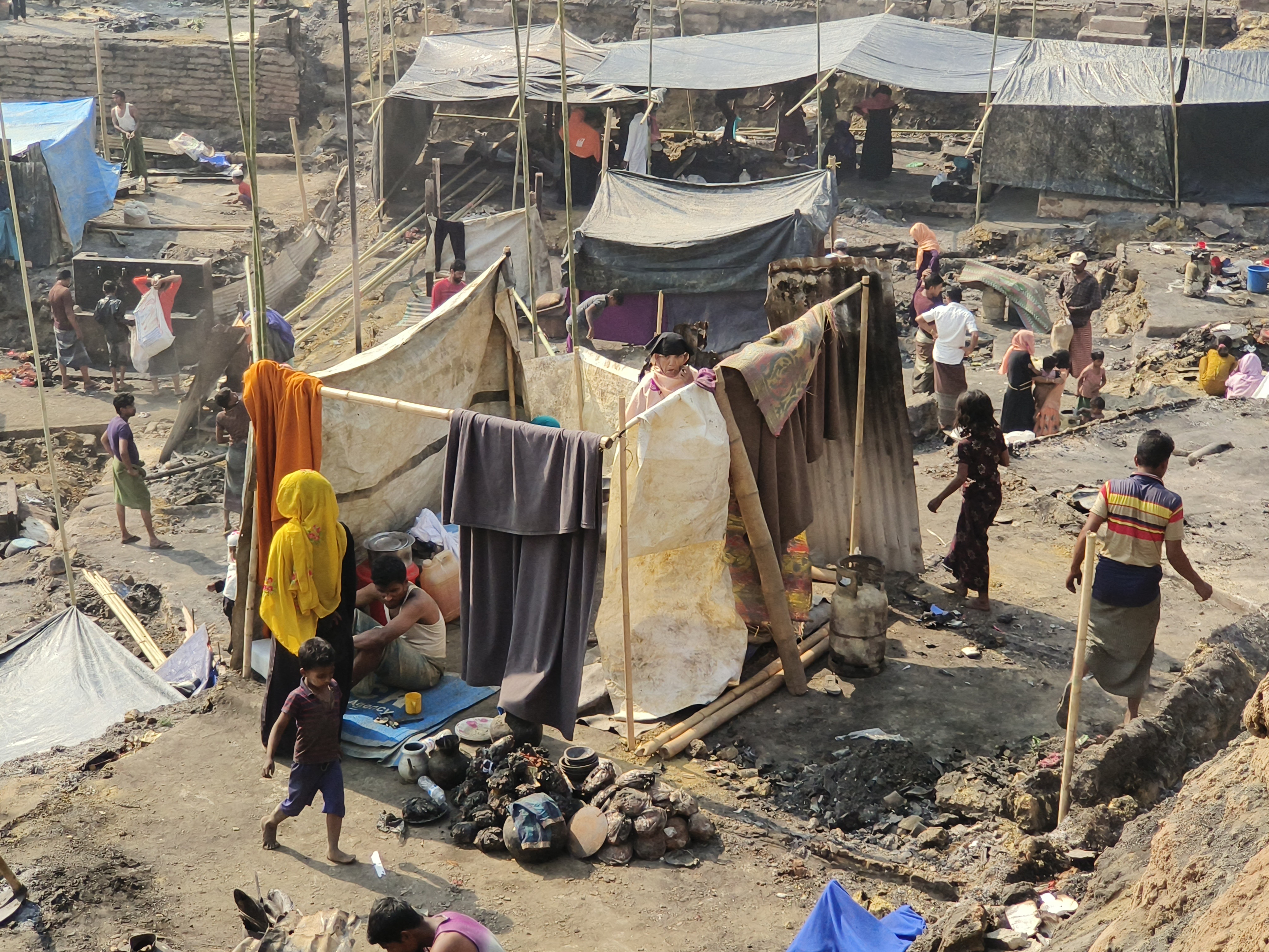 An estimated 12,000 people have been left shelterless after a fire tore through Camp 11 in Cox's Bazar District. Photo: Ro Maung Hla Myint (Arfat)