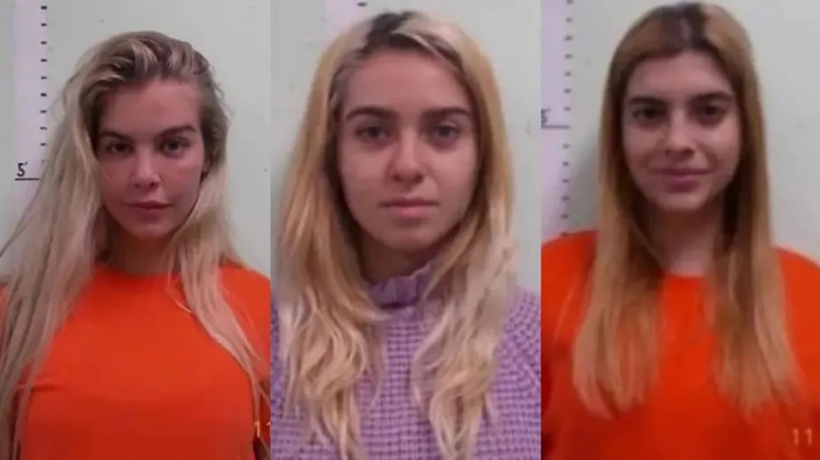 Mug shots of Kat Torres, Desirré Freitas and Letícia Alvarenga at Franklin County Sheriff's Office, North Carolina.