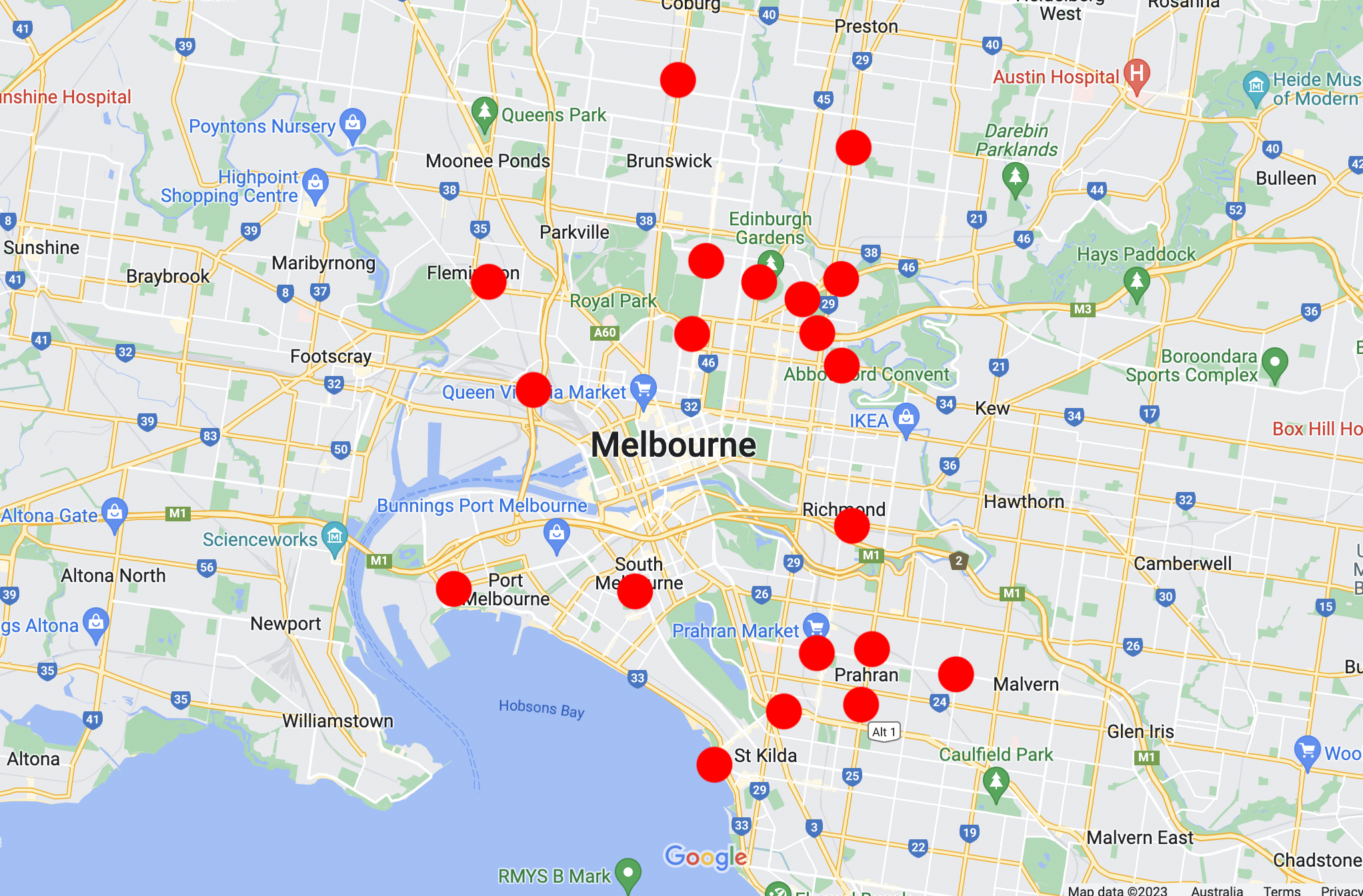 map of melbourne