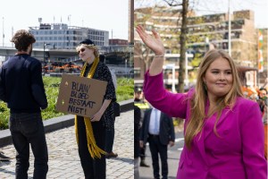 Prinses Amalia zwaait.