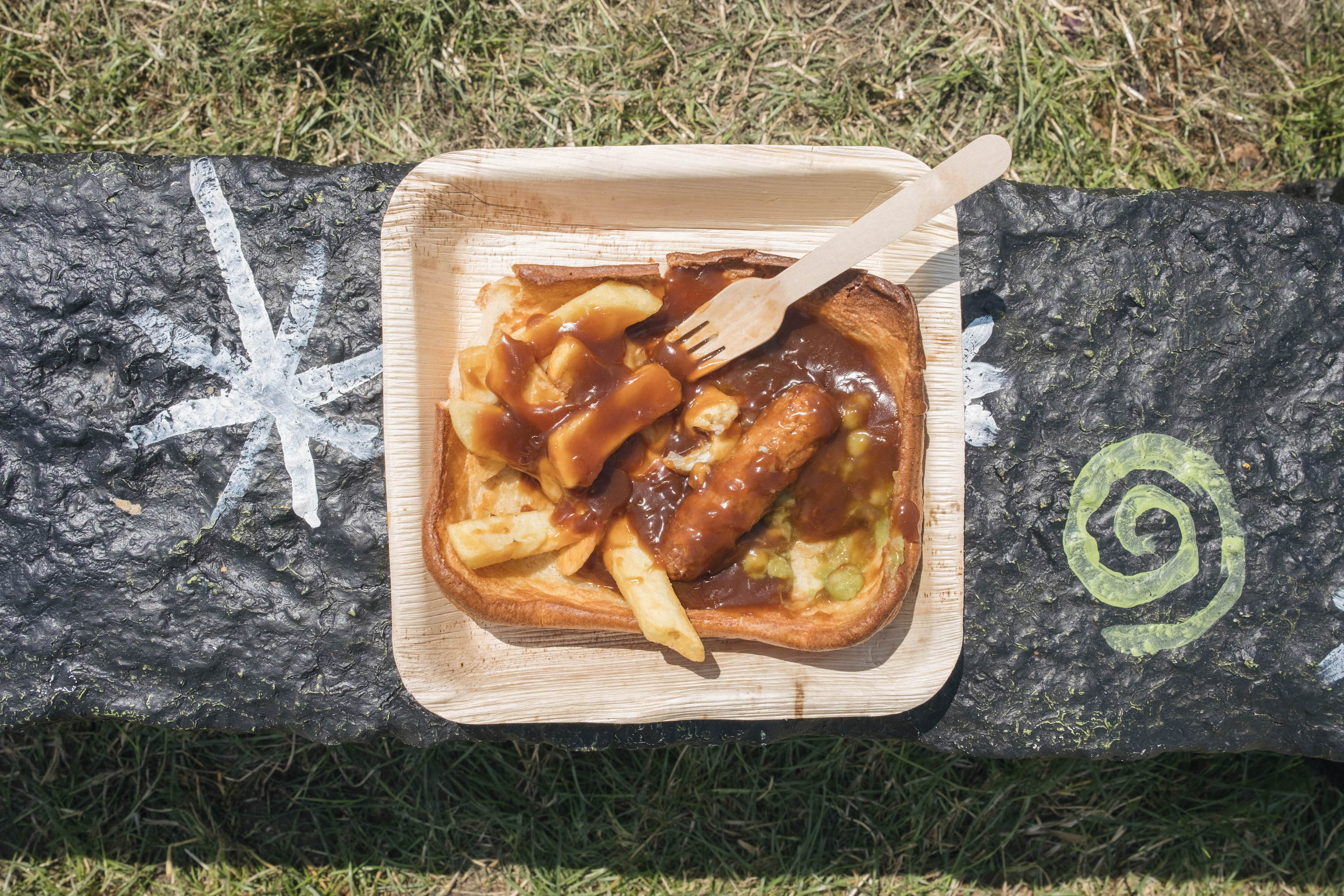 A giant Yorkshire pudding at Glastonbury