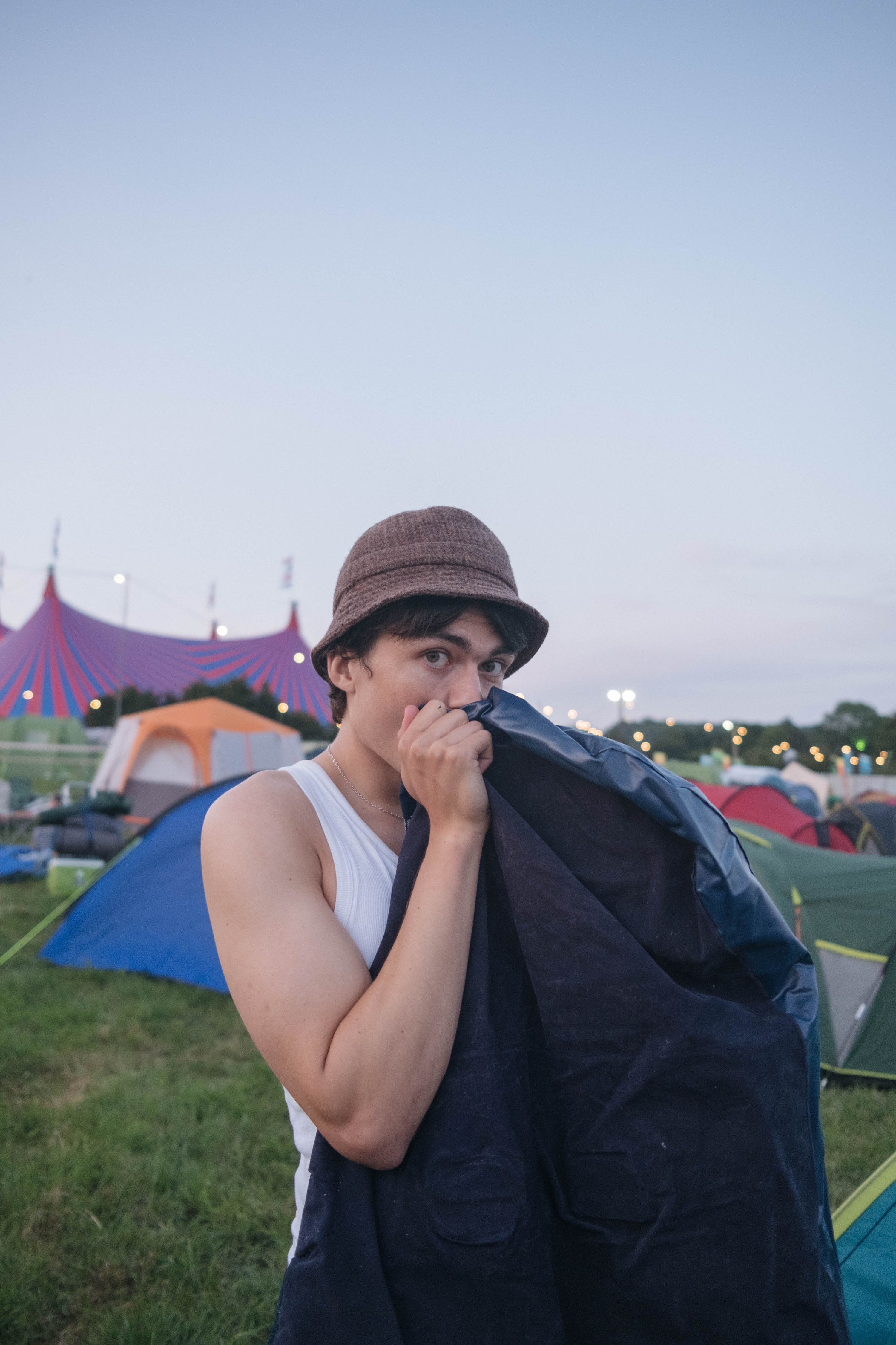 Snake Denton on the campsite at Glastonbury