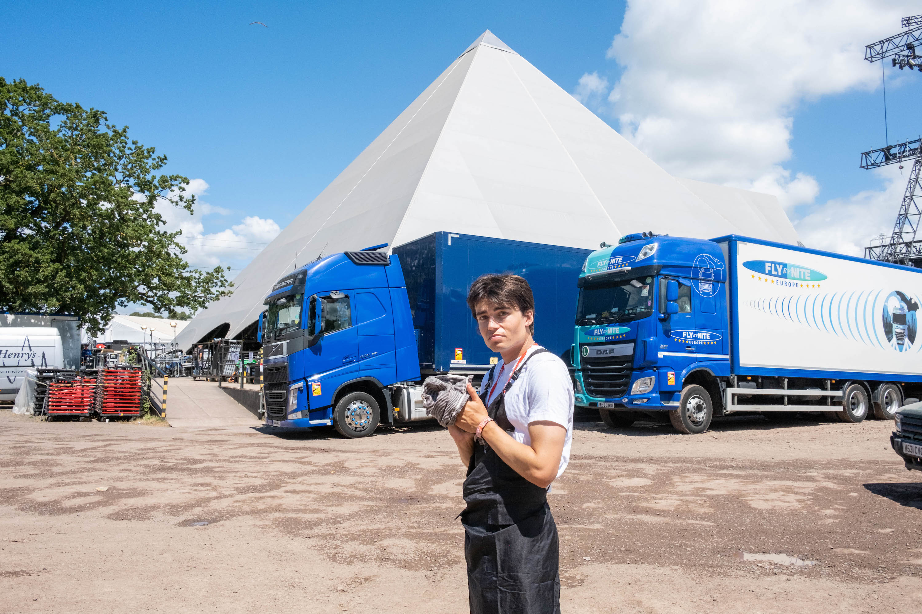 Snake Denton in his best catering get-up at Glastonbury