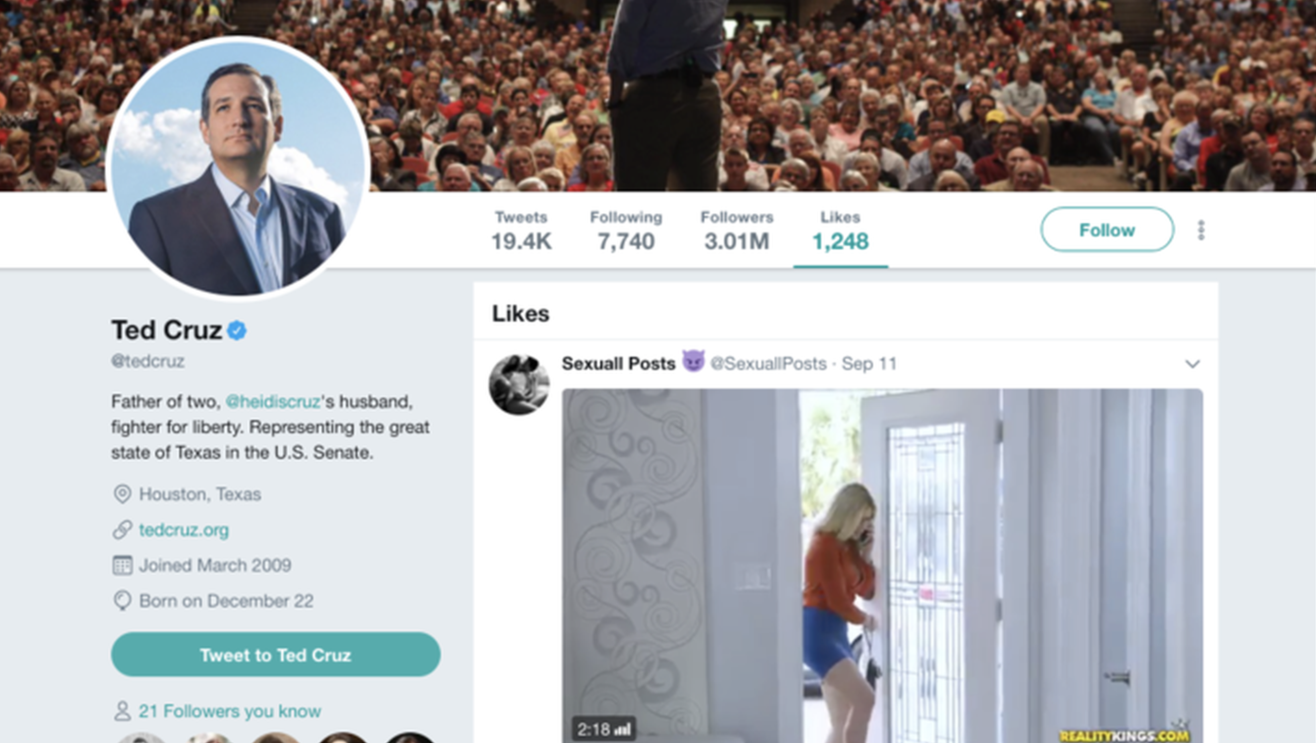 Screenshot von Ted Cruz Twitter-Account