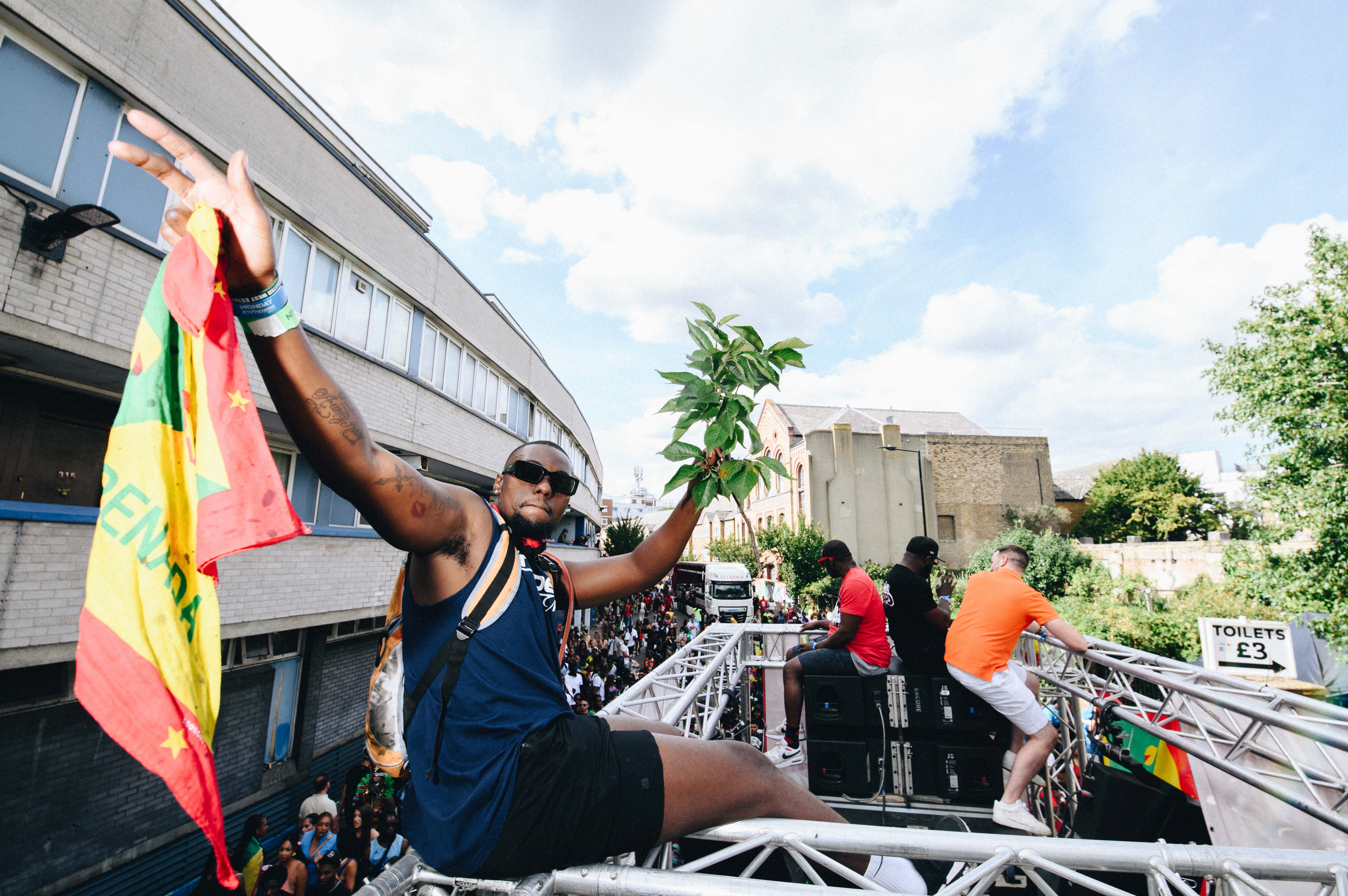 Notting Hill Carnival 2023, London: A man on a soundsystem