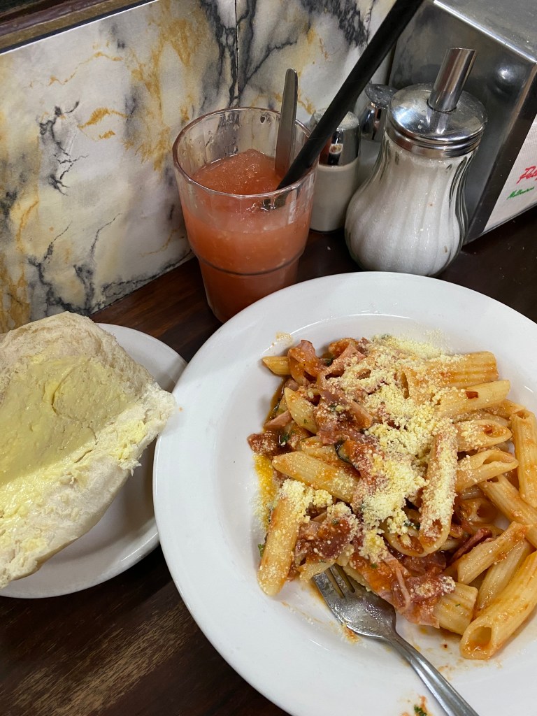 Italian pasta and bread