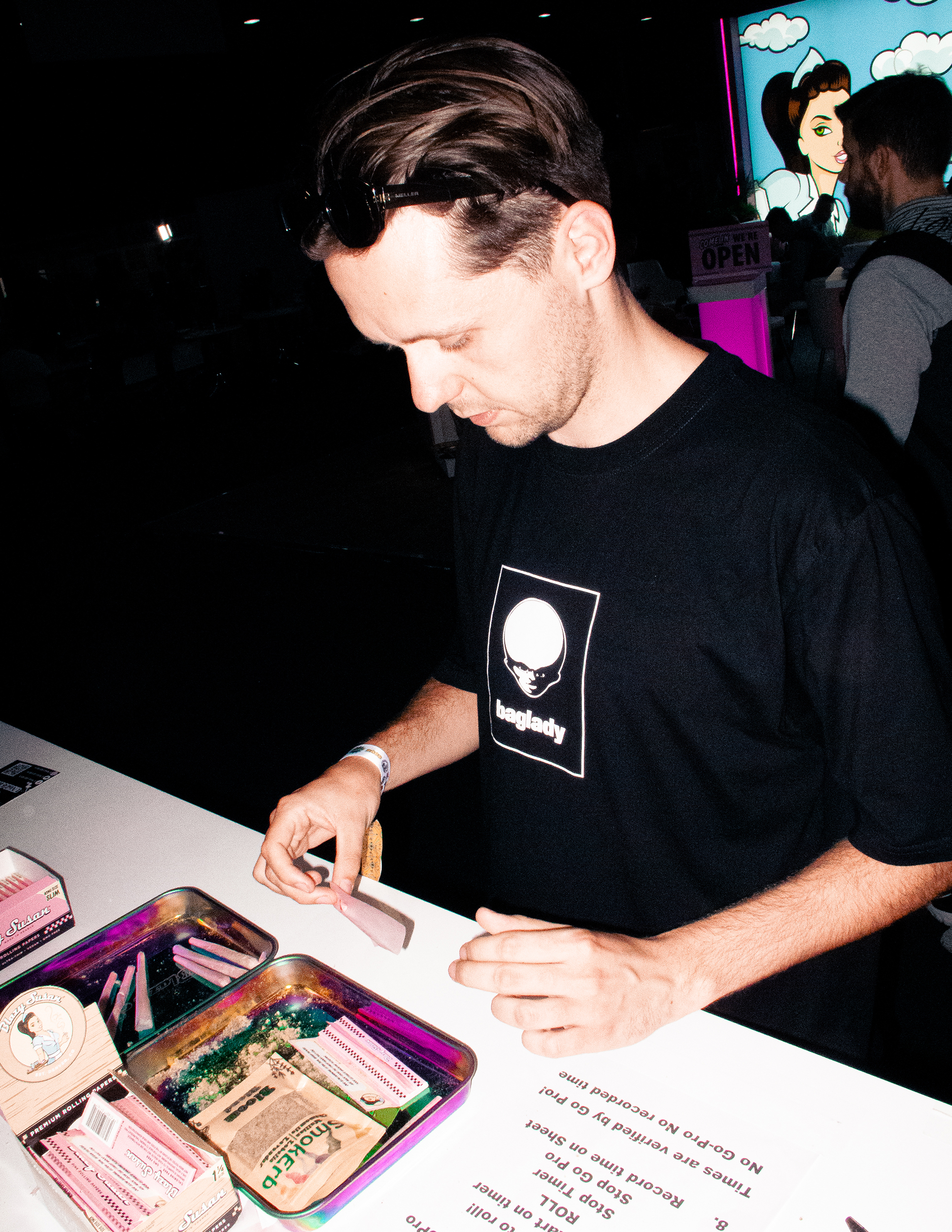 Writer Joe doing the rolling competition at Product Earth UK cannabis event.